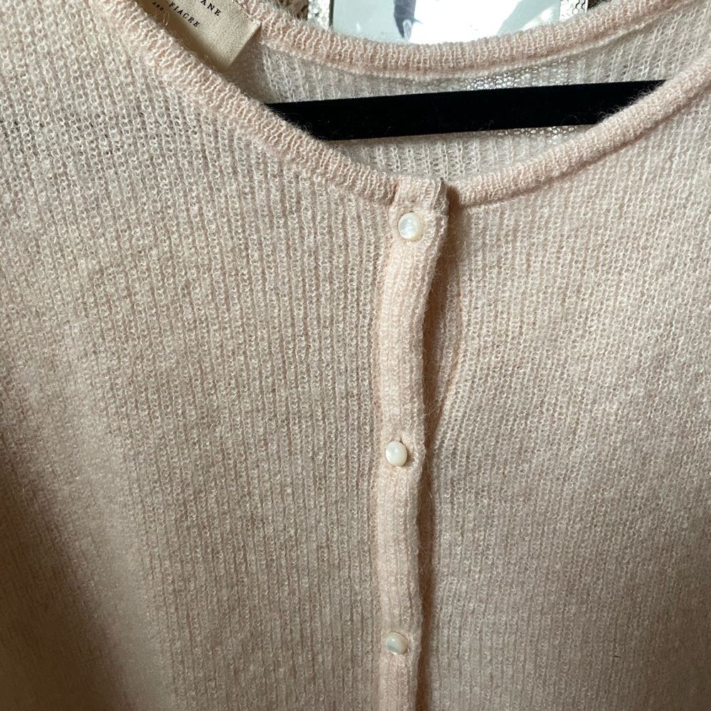 Sezane Gaspard Blush Pink Button-Front Cardigan - Picture 2 of 10
